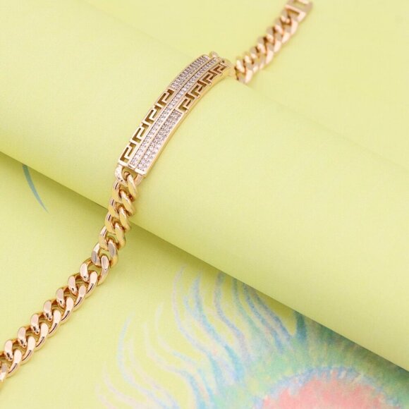 "Greek Key Crystal Bar Rose Gold Bracelet, XPBL0984 - Picture 6 of 12